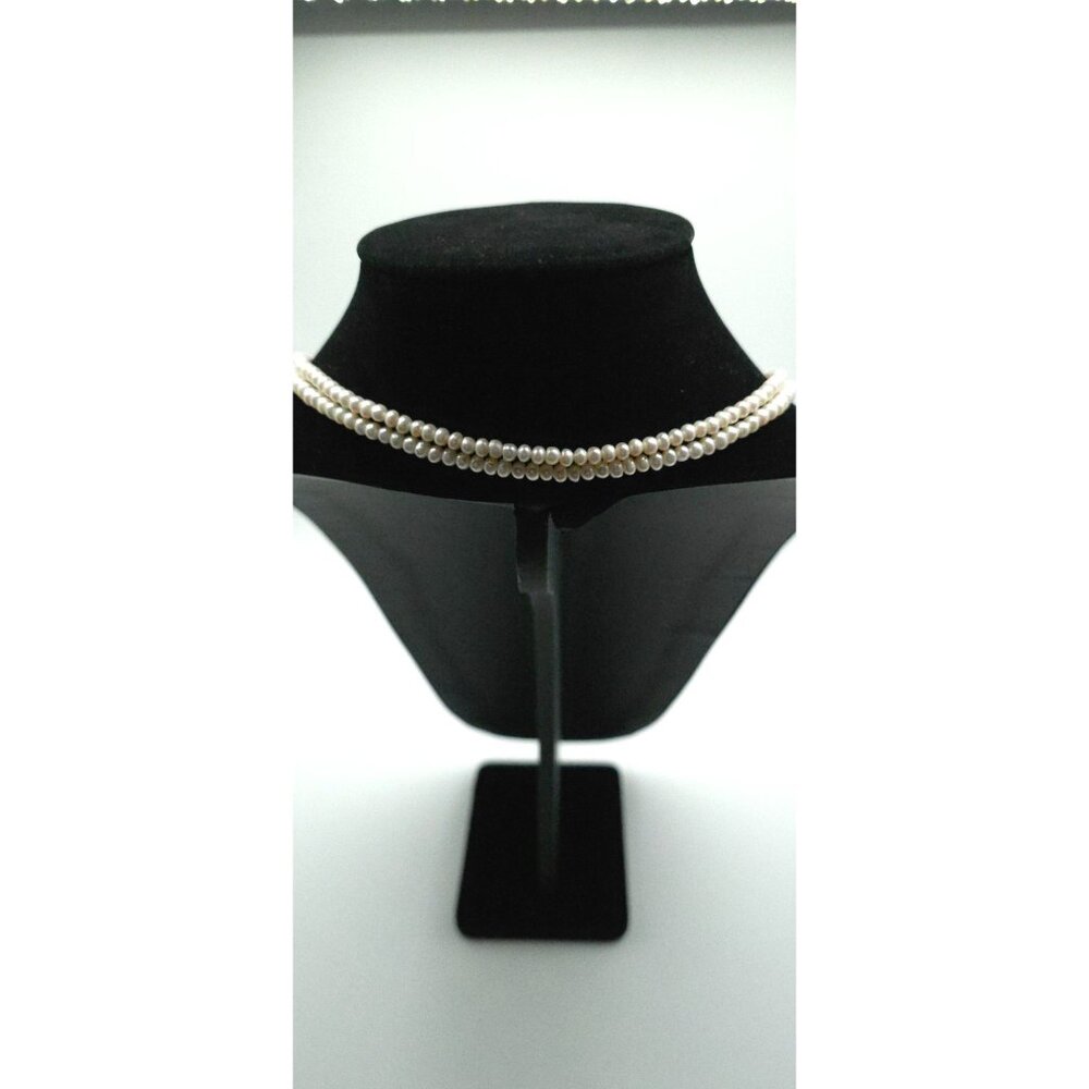 Vintage Pearl & Garnet Tassel Lariat Necklace With Elegant Multi Strand Design - Picture 3 of 5